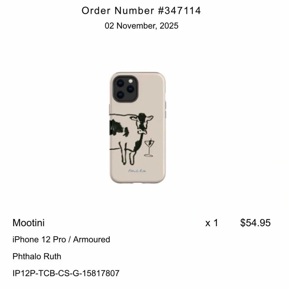 Mootini cow and martini iPhone 12 Pro phone case. In great condition.